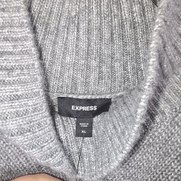 Express Sweater Dress Womens XL Gray Knit Sleeveless Mock Neck Midi Minimalist - Picture 4 of 10